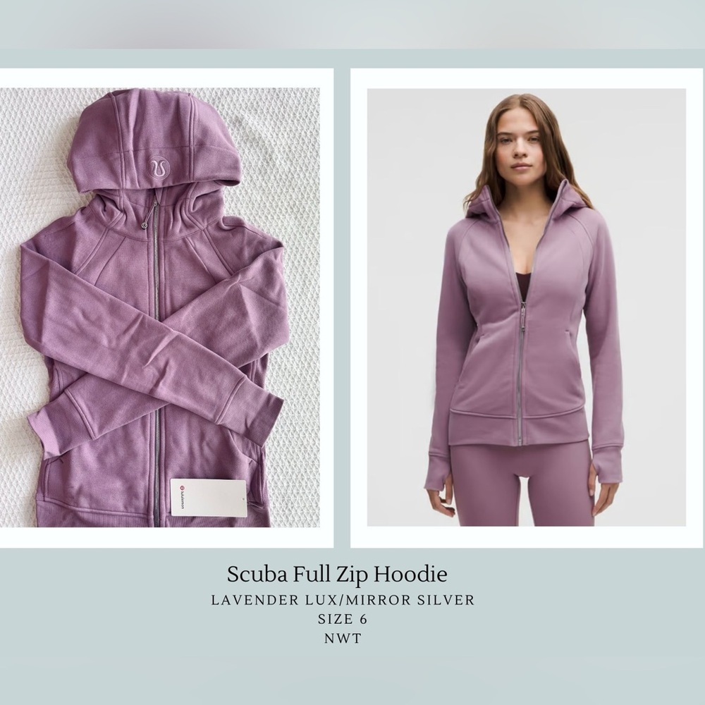 🆕 Lululemon Scuba Full Zip Hoodie Lavender Lux/Mirror Silver